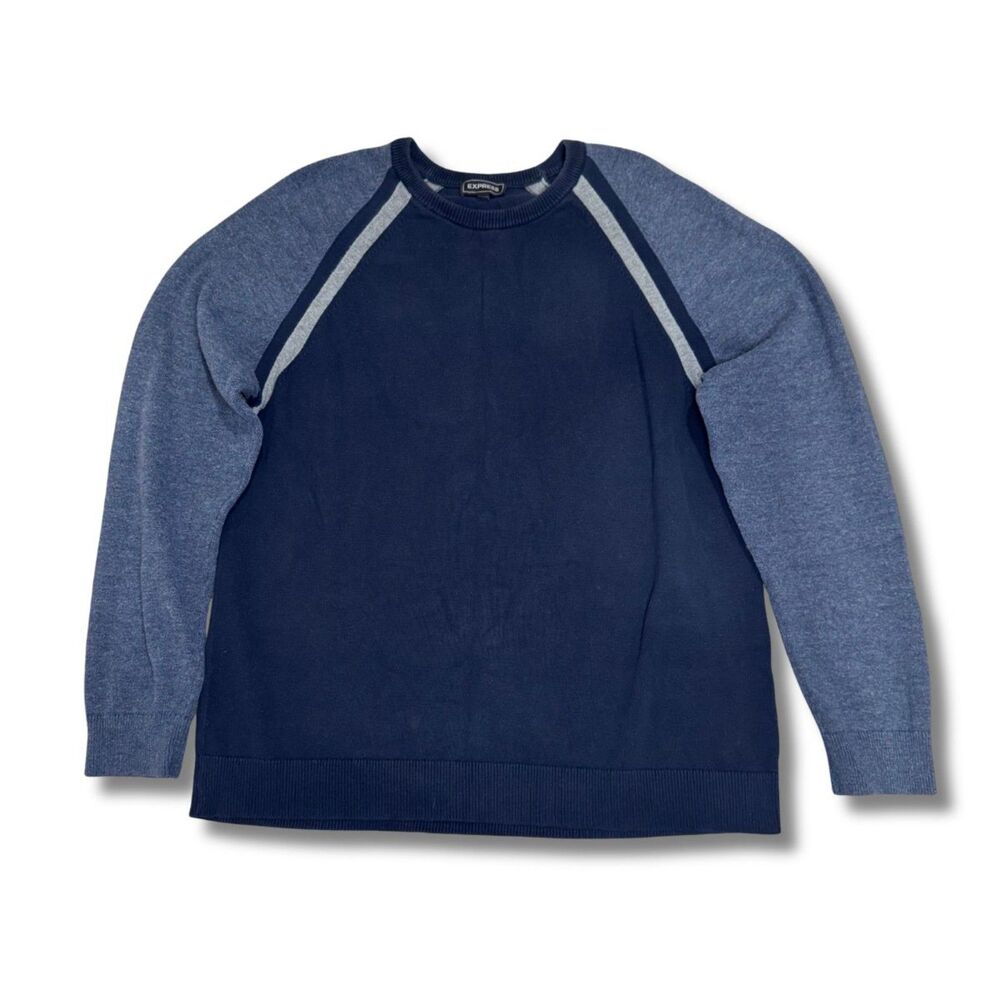 Express Mens Classic Crewneck Sweater - Blue Gray, L